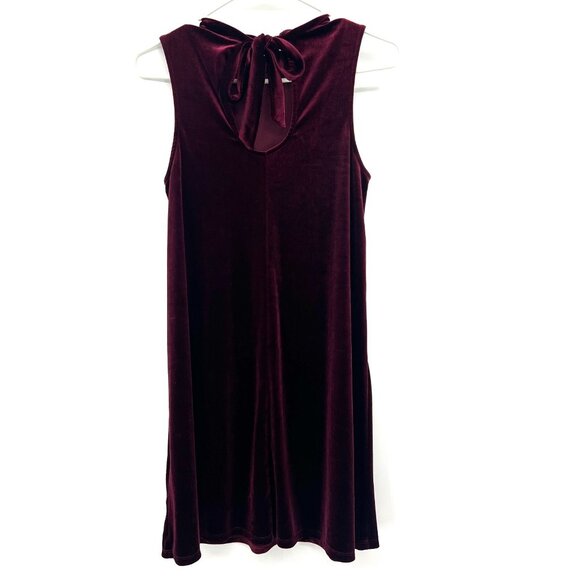 Others Follow Burgundy Velvet Sleeveless Bow Accent Dress Womens Small - Picture 6 of 8